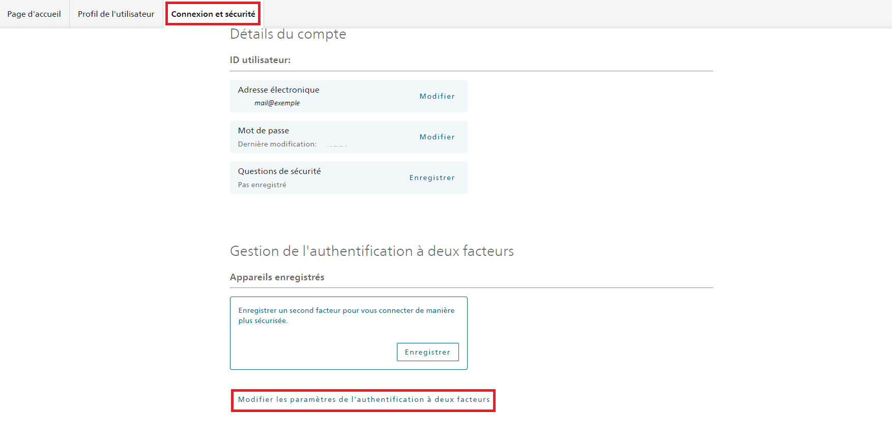 modification paramètres